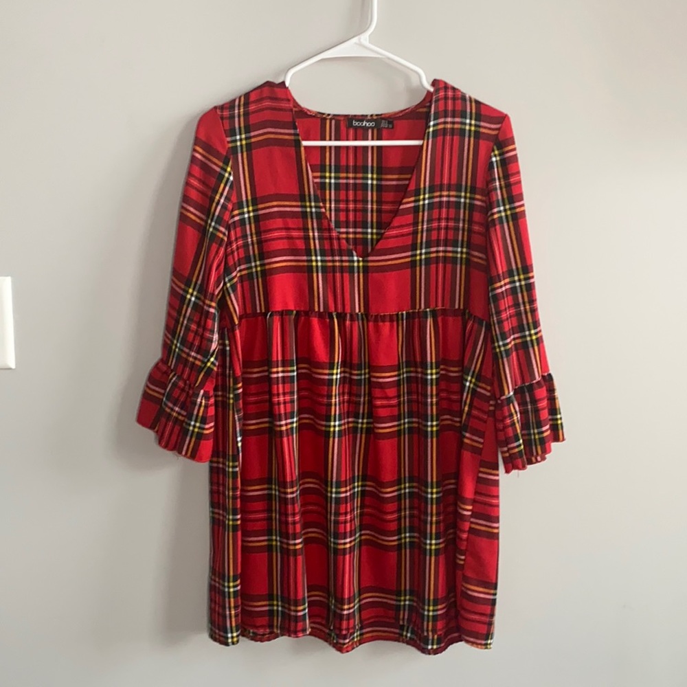 Boohoo Plaid Babydoll Style Dress Size 4
